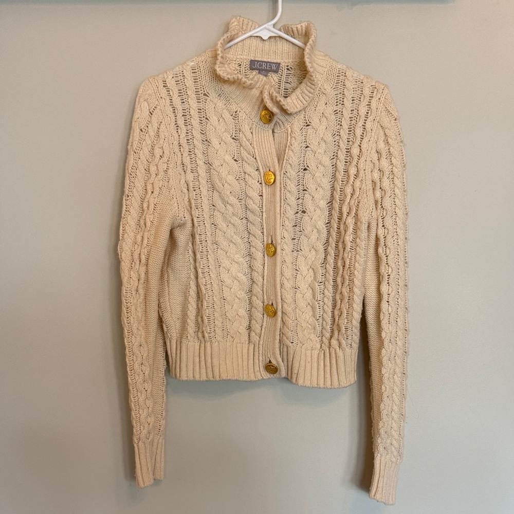 NWOT J. Crew Beige Cable Knit Cardigan